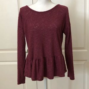 Peplum Sweater Top with Lace Up back